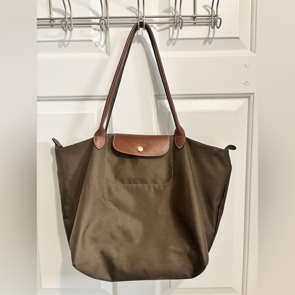 Longchamp Le Pliage large brown tote